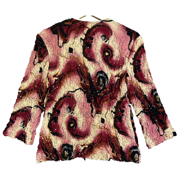 Joseph Ribkoff Jacket Size 6 Texture Full Zip Artsy Blazer Stretch Ruched Sequin - Picture 2 of 12